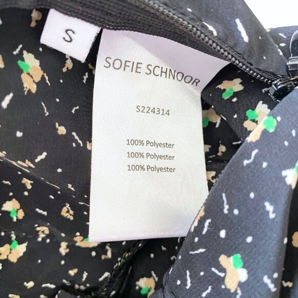 NWT SOFIE SCHNOOR BLACK FLORAL PUFF SLEEVE PEPLUM BLOUSE - S - Picture 12 of 12